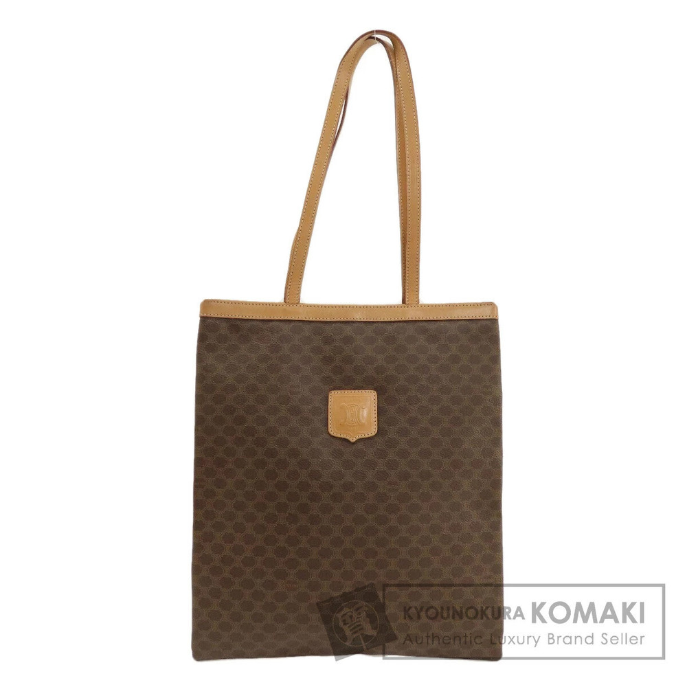 Celine Macadam Leather Brown Shoulder Tote Bag